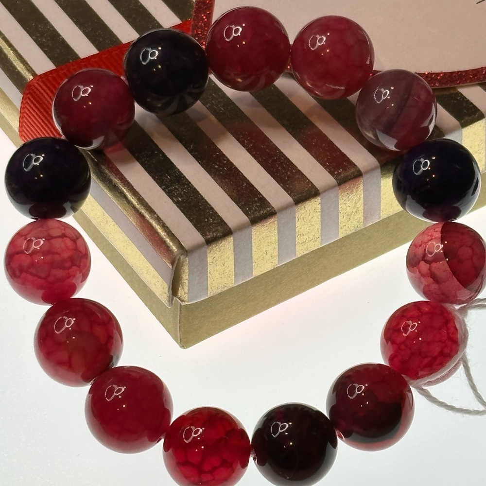Enhanced Dragon Vein Agate Pink Purple Mix 14mm Size 6.5